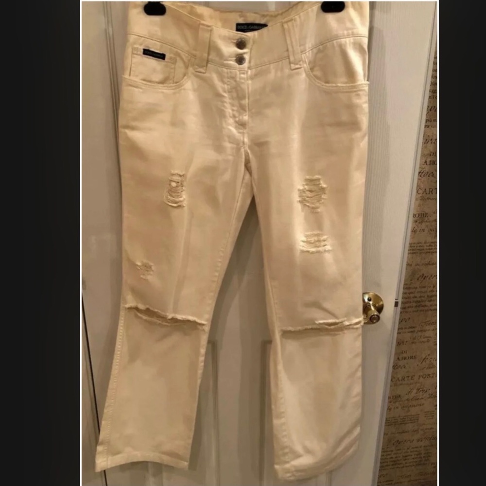 Dolce&gabbana Distressed capri pants